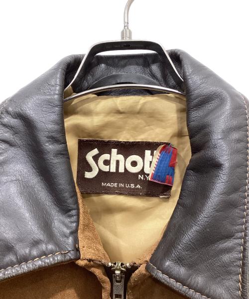 Schott（ショット）Schott (ショット) 襟切替スエードレザージャケット ブラウン サイズ:40の古着・服飾アイテム