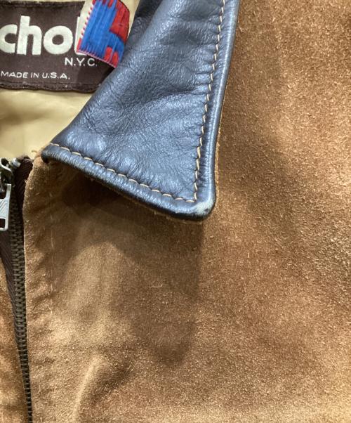 Schott（ショット）Schott (ショット) 襟切替スエードレザージャケット ブラウン サイズ:40の古着・服飾アイテム