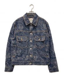 EVISU（エヴィス）の古着「オールオーバーレオパードジャカード デニムジャケット」｜インディゴ