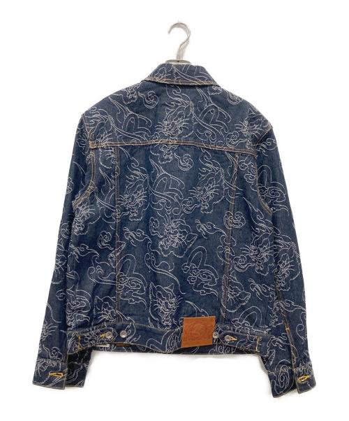 EVISU（エヴィス）EVISU (エヴィス) オールオーバーレオパードジャカード デニムジャケット インディゴ サイズ:Ｓの古着・服飾アイテム
