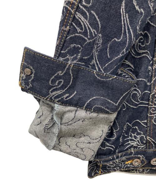 EVISU（エヴィス）EVISU (エヴィス) オールオーバーレオパードジャカード デニムジャケット インディゴ サイズ:Ｓの古着・服飾アイテム