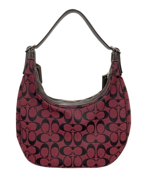 COACH（コーチ）COACH (コーチ) シグネチャー ホーボーハンドバッグ レッドの古着・服飾アイテム