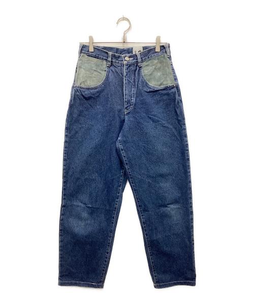 jean of plantation（ジーンオブプランテーション）jean of plantation (ジーンオブプランテーション) レザーパッチテーパードデニムパンツ インディゴ サイズ:3の古着・服飾アイテム