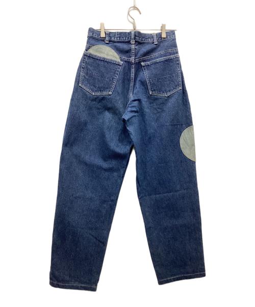jean of plantation（ジーンオブプランテーション）jean of plantation (ジーンオブプランテーション) レザーパッチテーパードデニムパンツ インディゴ サイズ:3の古着・服飾アイテム