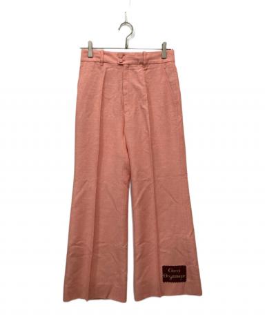 GUCCI フレアスラックスパンツ 38 中古・古着通販】GUCCI (グッチ) ロゴラベル ストレッチフレアパンツ