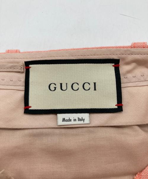 GUCCI（グッチ）GUCCI (グッチ) ロゴラベル ストレッチフレアパンツ ピンク サイズ:38の古着・服飾アイテム