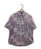 stussyステューシー）の古着「パッチワークシャツ」｜ブルー×レッド