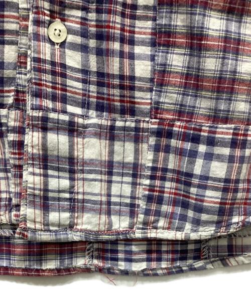 stussy（ステューシー）stussy (ステューシー) パッチワークシャツ ブルー×レッド サイズ:Sの古着・服飾アイテム
