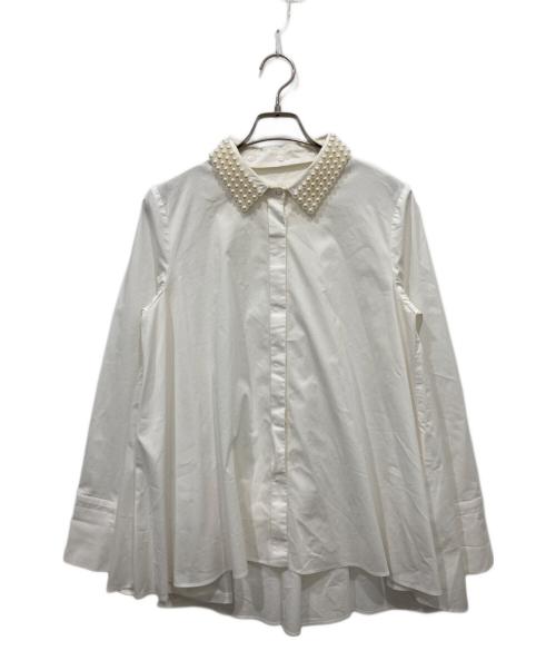 JENNE（ジェンヌ）JENNE (ジェンヌ) パール付シャツ ホワイト サイズ:Lの古着・服飾アイテム
