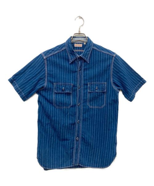 SUGAR CANE（シュガーケーン）SUGAR CANE (シュガーケーン) FICTON ROMANCE STRIPE S/S WORK SHIRT インディゴ サイズ:Mの古着・服飾アイテム