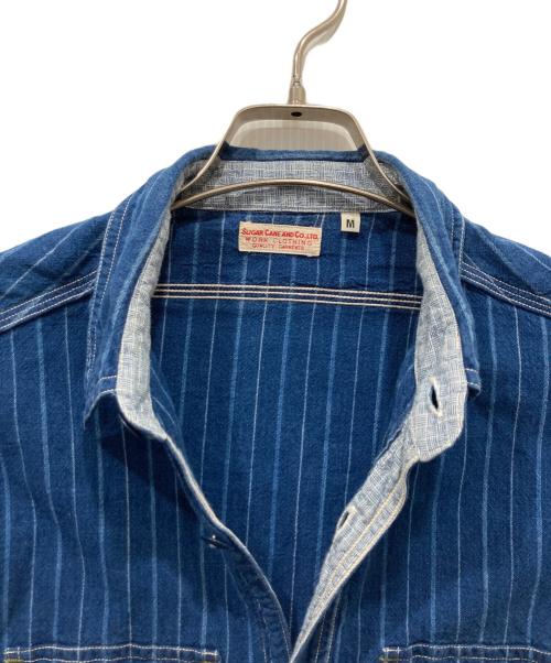 SUGAR CANE（シュガーケーン）SUGAR CANE (シュガーケーン) FICTON ROMANCE STRIPE S/S WORK SHIRT インディゴ サイズ:Mの古着・服飾アイテム