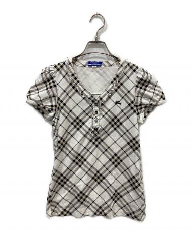 め*ん様 美品 バーバリーブルーレーベル ノバチェック ショートポンチョ38 ダ 中古・古着通販】BURBERRY BLUE LABEL (バーバリー ブルー レーベル