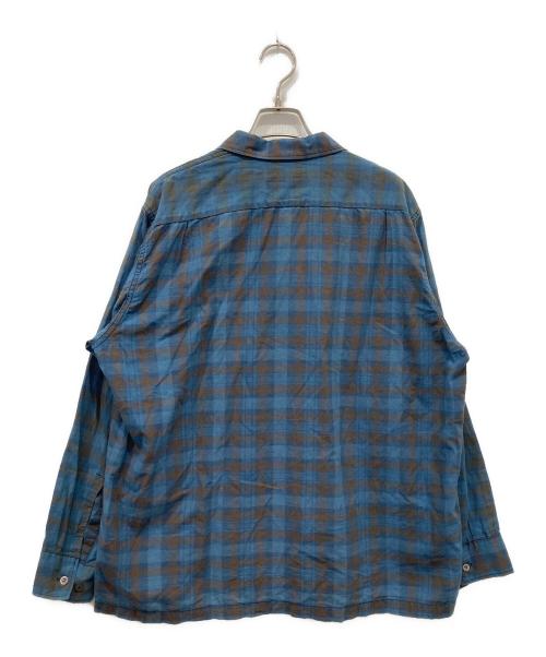 WORKERS（ワーカーズ）WORKERS (ワーカーズ) Open Collar Shirt Broadcloth Madras ブルー サイズ:15の古着・服飾アイテム