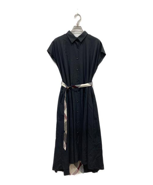 BLUE LABEL CRESTBRIDGE（ブルーレーベルクレストブリッジ）BLUE LABEL CRESTBRIDGE (ブルーレーベルクレストブリッジ) ベルト付きノースリーブワンピース ネイビー サイズ:36の古着・服飾アイテム