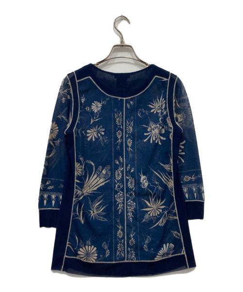 VIVIENNE TAM（ヴィヴィアンタム）VIVIENNE TAM (ヴィヴィアンタム) 総柄パワーネットブラウス ブルーの古着・服飾アイテム