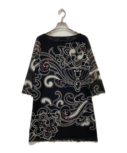 VIVIENNE TAM（ヴィヴィアンタム）VIVIENNE TAM (ヴィヴィアンタム) パワーネット総柄ワンピース ブラック×ホワイト サイズ:０の古着・服飾アイテム