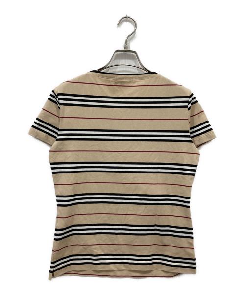 BURBERRY LONDON（バーバリーロンドン）BURBERRY LONDON (バーバリーロンドン) レースアップボーダーカットソー ベージュ サイズ:2の古着・服飾アイテム