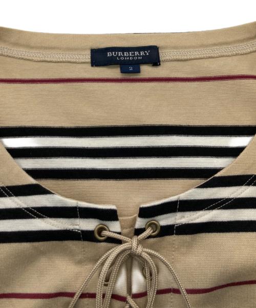 BURBERRY LONDON（バーバリーロンドン）BURBERRY LONDON (バーバリーロンドン) レースアップボーダーカットソー ベージュ サイズ:2の古着・服飾アイテム