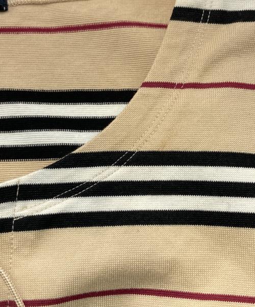 BURBERRY LONDON（バーバリーロンドン）BURBERRY LONDON (バーバリーロンドン) レースアップボーダーカットソー ベージュ サイズ:2の古着・服飾アイテム