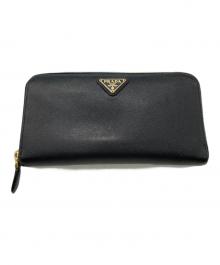 PRADA（プラダ）の古着「ラウンドファスナー財布」｜ブラック