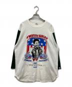 SAPEur×MASATOSHI HAMADAサプール×マサトシ ハマダ）の古着「プレジデント ７分丈Tシャツ」｜ホワイト×グリーン