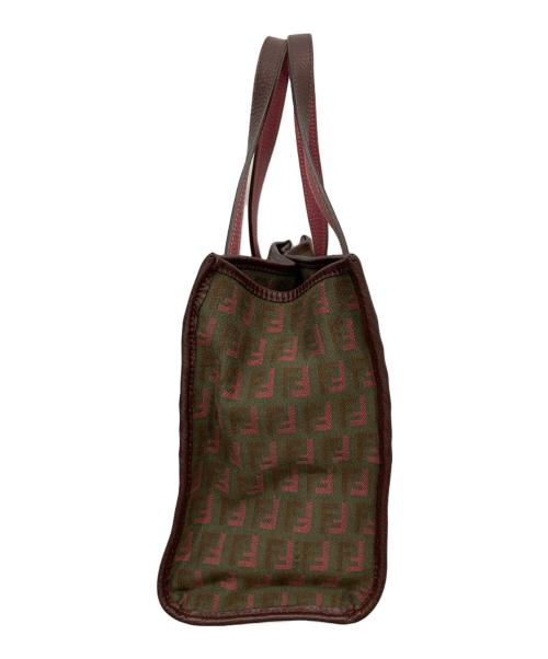 FENDI（フェンディ）FENDI (フェンディ) ズッキーノ ハンドバッグ カーキ×ピンクの古着・服飾アイテム