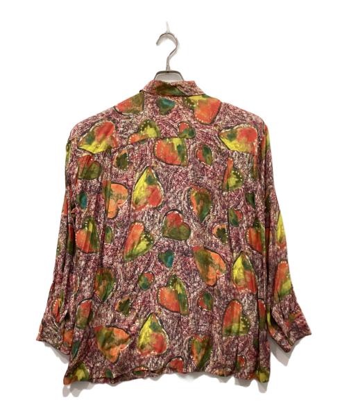 ISSEY MIYAKE（イッセイミヤケ）ISSEY MIYAKE (イッセイミヤケ) ハート柄レーヨンシャツ レッド サイズ:Sの古着・服飾アイテム