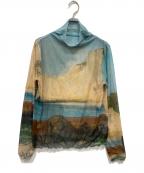 saharaサハラ）の古着「High Neck Sheer Top」｜ブルー×ベージュ