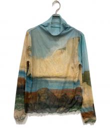 sahara（サハラ）の古着「High Neck Sheer Top」｜ブルー×ベージュ