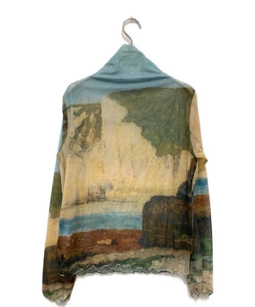 sahara（サハラ）sahara (サハラ) High Neck Sheer Top ブルー×ベージュ サイズ:-の古着・服飾アイテム