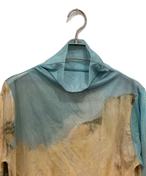 sahara（サハラ）sahara (サハラ) High Neck Sheer Top ブルー×ベージュ サイズ:-の古着・服飾アイテム