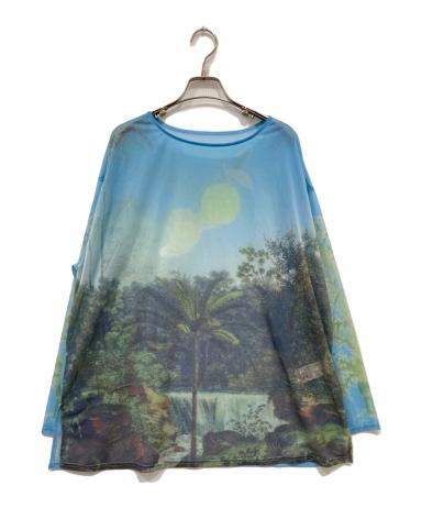 中古・古着通販】Ameri (アメリ) ILLUSTRATION PRINT SHEER TOP ブルー