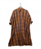 ne quittez pasヌキテパ）の古着「POPLIN CHECK EMB SHIRTS DRESS」｜ブラウン