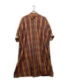 ne quittez pas（ヌキテパ）の古着「POPLIN CHECK EMB SHIRTS DRESS」｜ブラウン