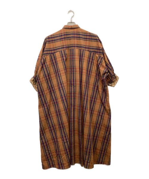 ne quittez pas（ヌキテパ）ne quittez pas (ヌキテパ) POPLIN CHECK EMB SHIRTS DRESS ブラウン サイズ:-の古着・服飾アイテム