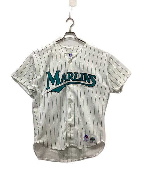 RUSSELL ATHLETIC（ラッセルアスレチック）RUSSELL ATHLETIC (ラッセルアスレチック) 90’s ベースボールシャツ ホワイト×グリーン サイズ:48の古着・服飾アイテム