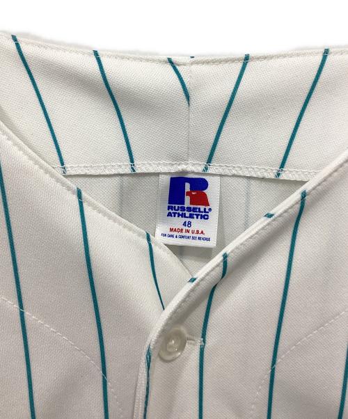 RUSSELL ATHLETIC（ラッセルアスレチック）RUSSELL ATHLETIC (ラッセルアスレチック) 90’s ベースボールシャツ ホワイト×グリーン サイズ:48の古着・服飾アイテム