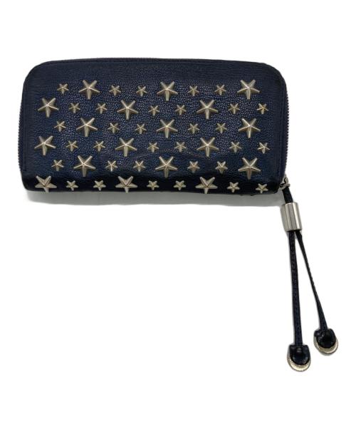 JIMMY CHOO（ジミーチュウ）JIMMY CHOO (ジミーチュウ) スタースタッズラウンドファスナー長財布 ネイビーの古着・服飾アイテム
