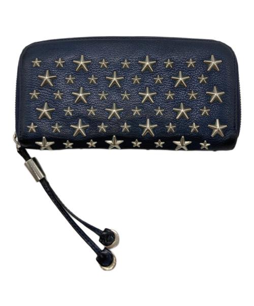 JIMMY CHOO（ジミーチュウ）JIMMY CHOO (ジミーチュウ) スタースタッズラウンドファスナー長財布 ネイビーの古着・服飾アイテム