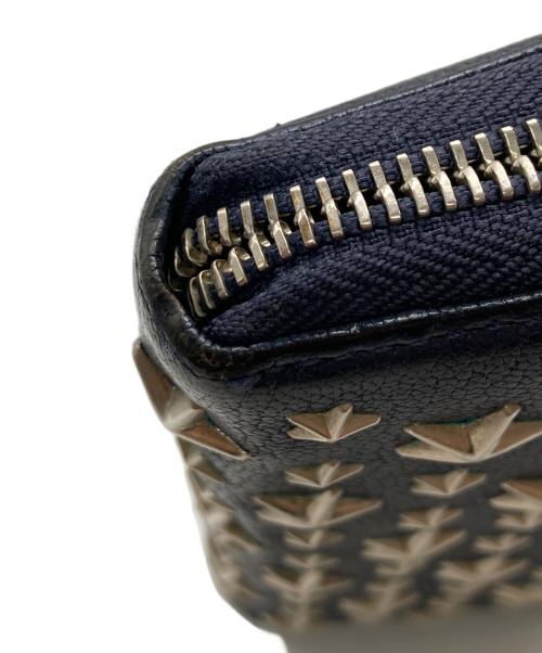JIMMY CHOO（ジミーチュウ）JIMMY CHOO (ジミーチュウ) スタースタッズラウンドファスナー長財布 ネイビーの古着・服飾アイテム
