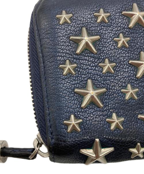 JIMMY CHOO（ジミーチュウ）JIMMY CHOO (ジミーチュウ) スタースタッズラウンドファスナー長財布 ネイビーの古着・服飾アイテム