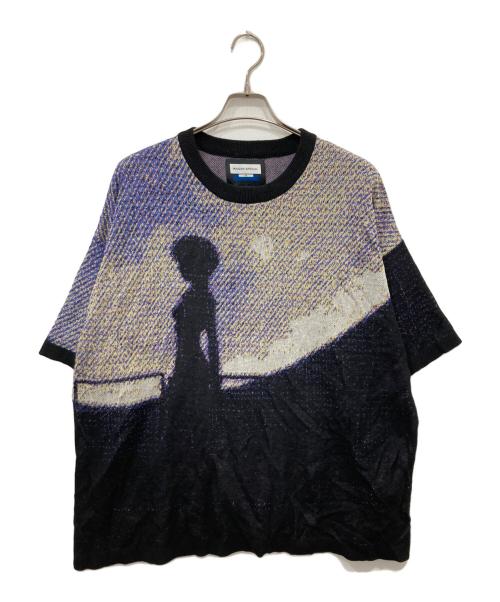 MAISON SPECIAL（メゾンスペシャル）MAISON SPECIAL (メゾンスペシャル) 5 Colors Jacquard Prime-Over Short Sleeve Crew Neck Knit T-Shirt ブラック サイズ:2の古着・服飾アイテム