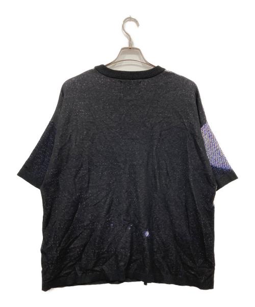MAISON SPECIAL（メゾンスペシャル）MAISON SPECIAL (メゾンスペシャル) 5 Colors Jacquard Prime-Over Short Sleeve Crew Neck Knit T-Shirt ブラック サイズ:2の古着・服飾アイテム