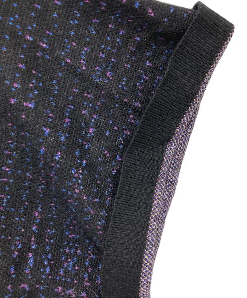 MAISON SPECIAL（メゾンスペシャル）MAISON SPECIAL (メゾンスペシャル) 5 Colors Jacquard Prime-Over Short Sleeve Crew Neck Knit T-Shirt ブラック サイズ:2の古着・服飾アイテム