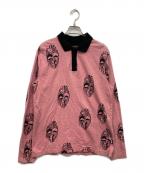 stussyステューシー）の古着「MASK LONG SLEEVE POLO」｜ピンク