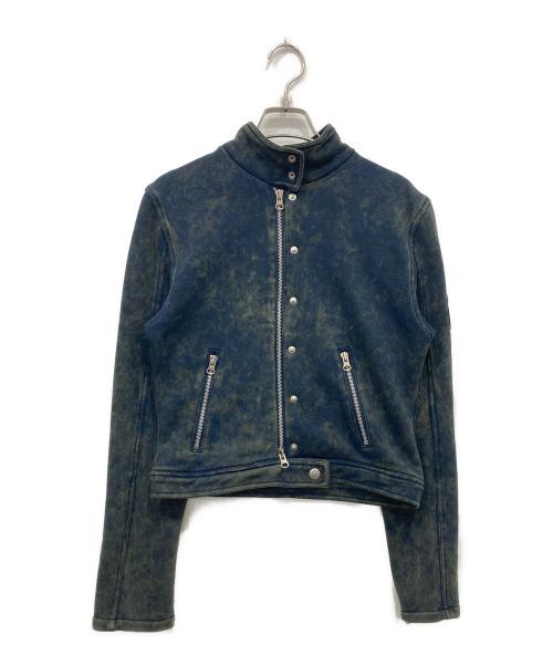 OPEN YY（オープンワイワイ）open Yy (オープンワイワイ) Faded Biker Jacket ネイビー×グリーン サイズ:2の古着・服飾アイテム