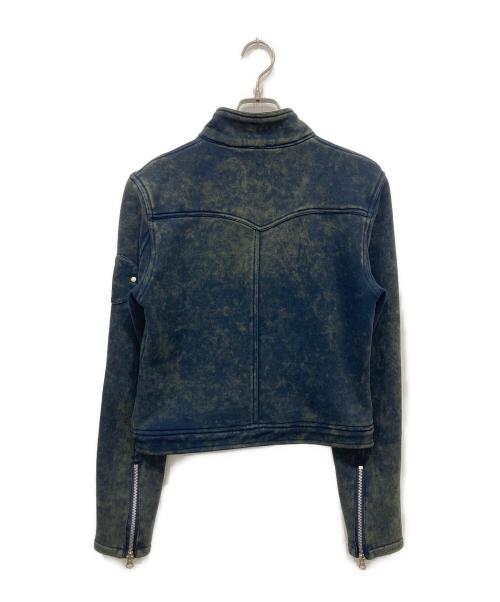 OPEN YY（オープンワイワイ）open Yy (オープンワイワイ) Faded Biker Jacket ネイビー×グリーン サイズ:2の古着・服飾アイテム