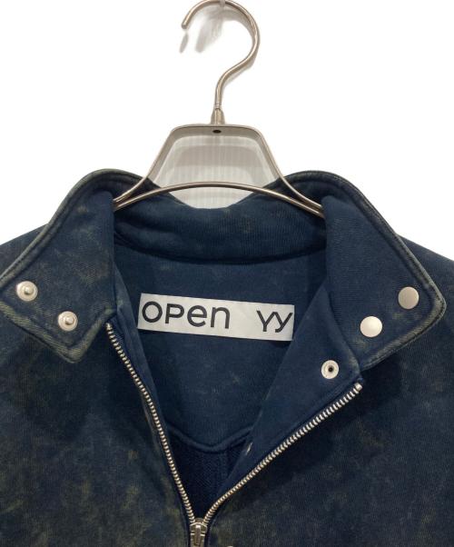 OPEN YY（オープンワイワイ）open Yy (オープンワイワイ) Faded Biker Jacket ネイビー×グリーン サイズ:2の古着・服飾アイテム