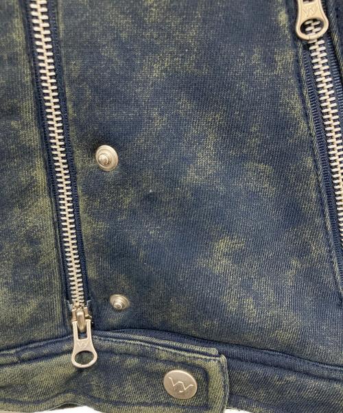 OPEN YY（オープンワイワイ）open Yy (オープンワイワイ) Faded Biker Jacket ネイビー×グリーン サイズ:2の古着・服飾アイテム