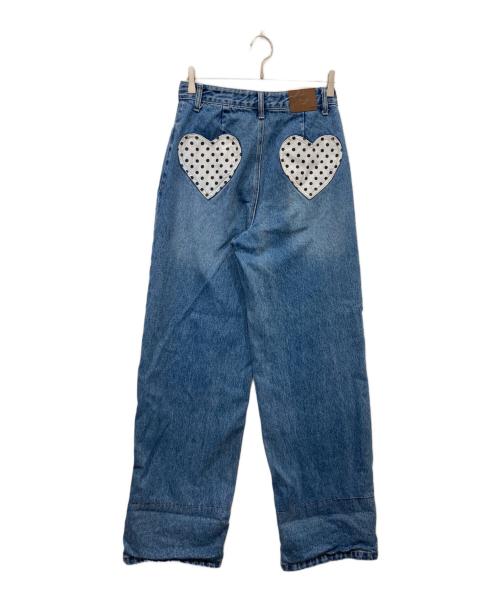 ronron（ロンロン）ronron (ロンロン) PATCH ROLL UP DENIM PANTS WHITE DOT インディゴ サイズ:Mの古着・服飾アイテム